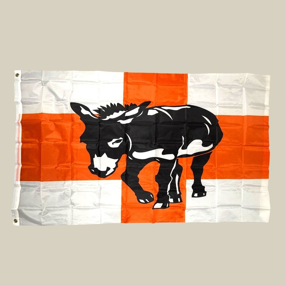 Donkey Flag Orange White Cross Banner Large 3x5 Wall Decor Grommets NEW